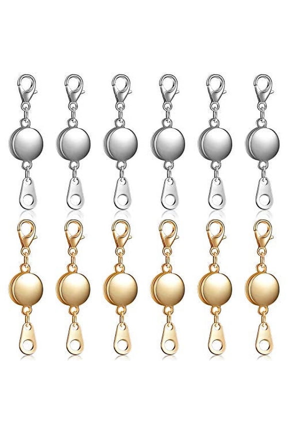 12Pcs Necklace Clasps and Closures - Round Bracelet Extender Clasps for Jewelry Making