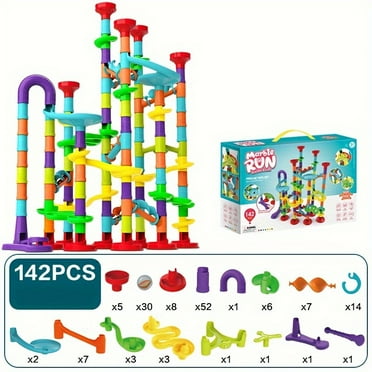 HLONK 142pcs Large Size Marble Race Track Toys  Building Blocks Game For Girls Boys Christmas Birthday Gifts
