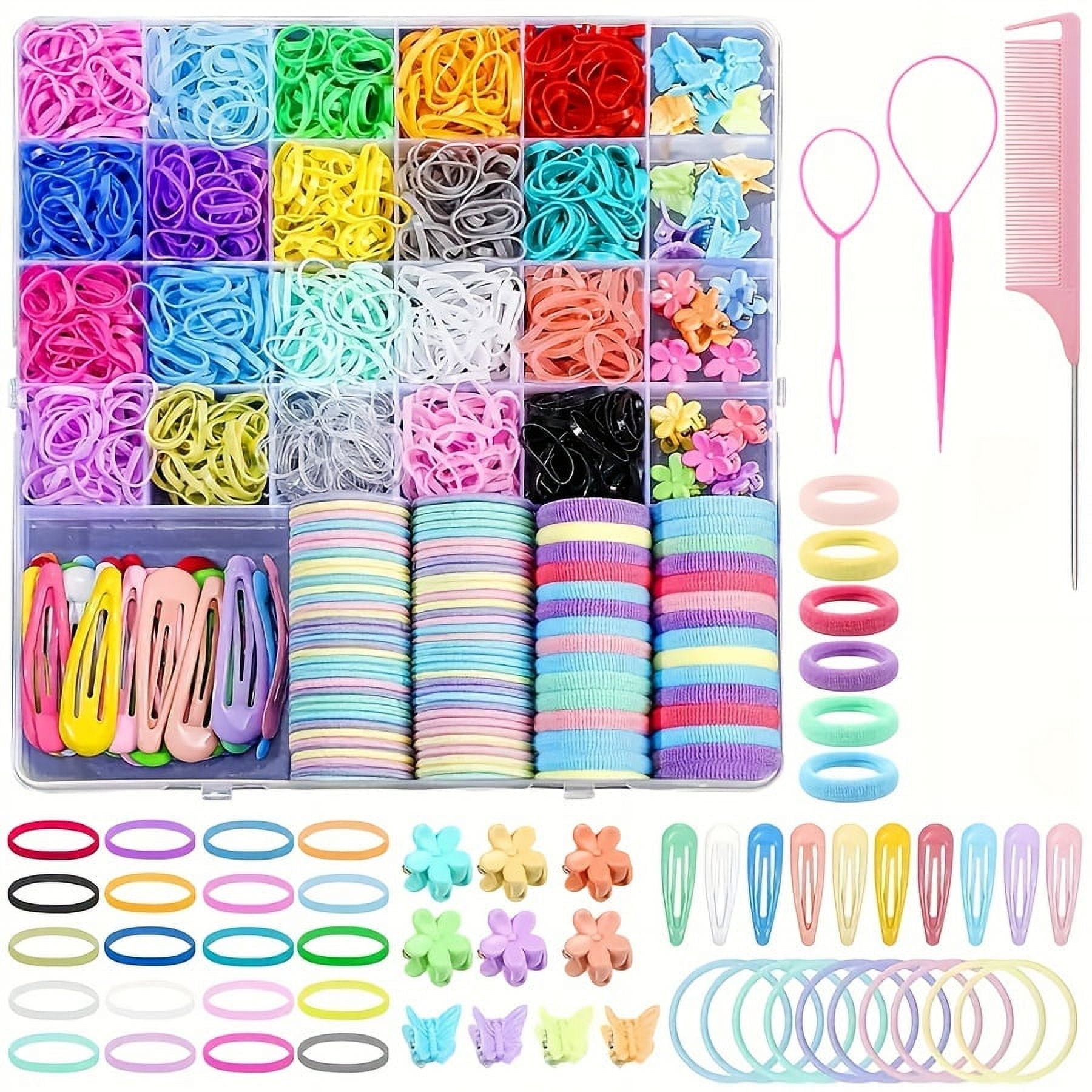 HLONK 1543/1544-Piece Hair Accessory Set  Elastic Bands  Cotton Hair Ties  Styling Tools  Butterfly Clips - Curl Enhancing  Unscented  Normal Hair-Compatible  Versatile Hair Styling Kit f