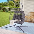 thumbnail image 1 of HLONK 2 Person Outdoor Rattan Hanging Chair Patio Wicker Egg Chair, 1 of 5