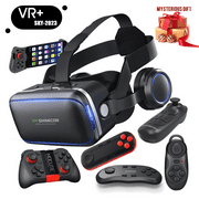 HLONK 2023 Vr Headset with Remote Controller[New Upgraded Version] 3D Glasses Virtual Reality Headset for VR Games & 3D Movies Eye Care System for and Android Smartphones-with Extra Gi