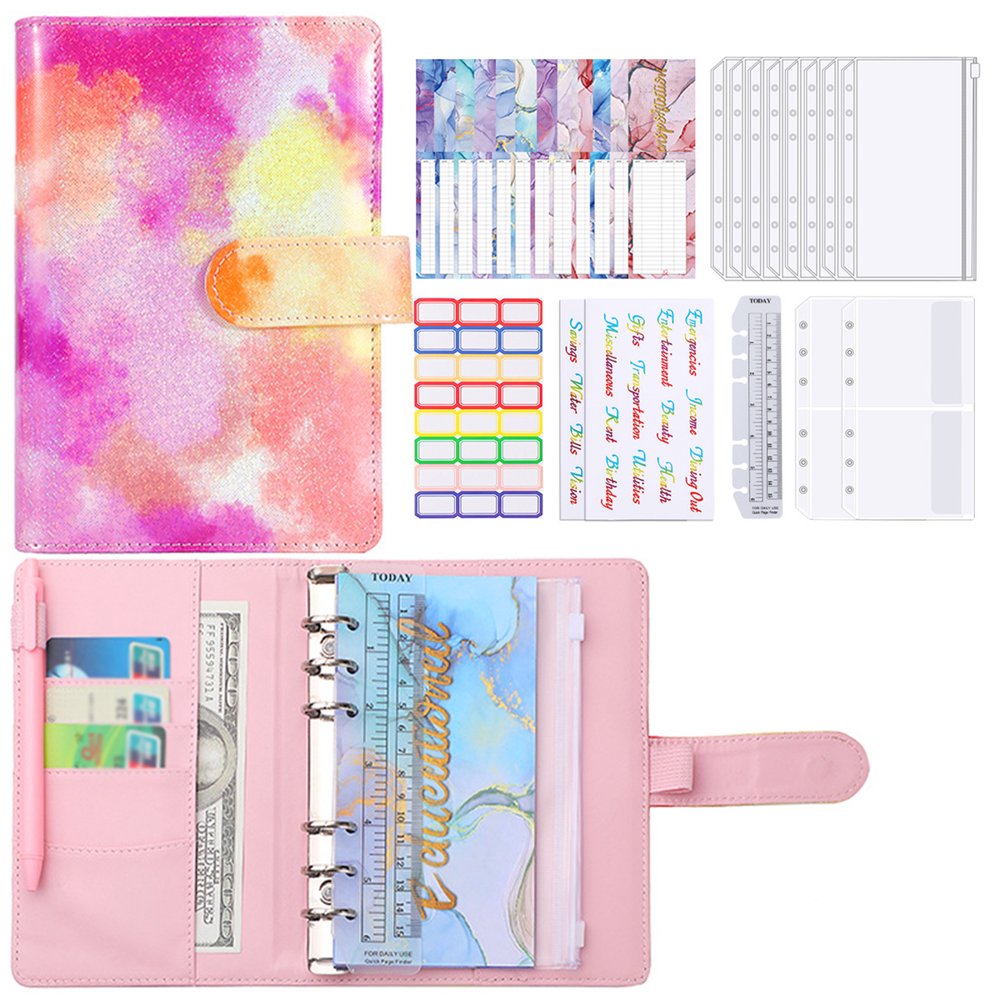 HLONK 27pcs A6 Budget Binders Set PU Leather 6 Ring Money Organizer