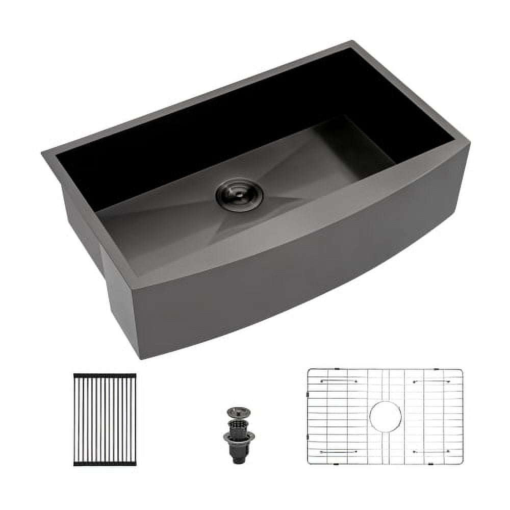 HLONK 30 Farmhouse Sink 30 Inch Kitchen Sink Gunmetal Black Single