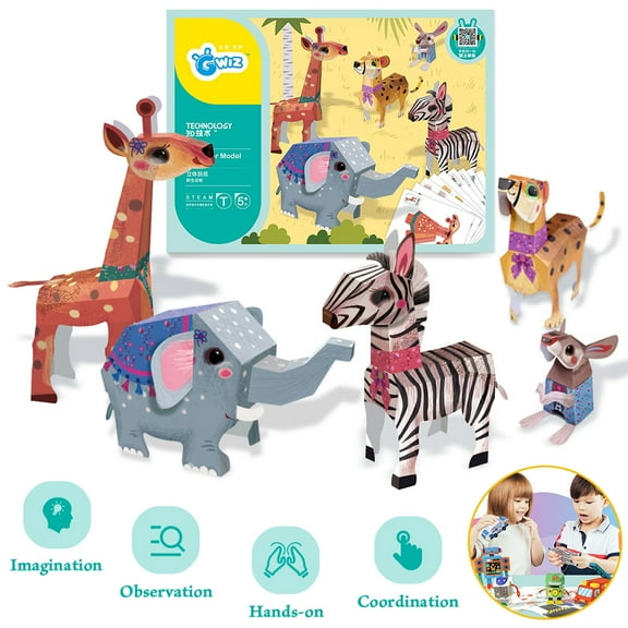 HLONK 3D Origami Paper for Kids, DIY Animal Origami Kit for Craft Lessons, Beginners, Children Gift