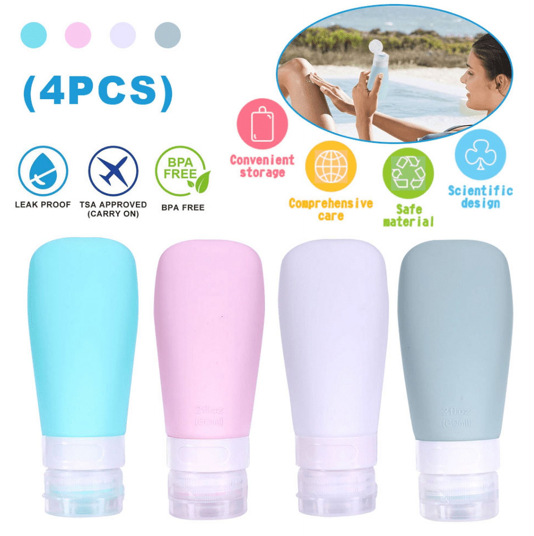 HLONK 4 PCS Silicone Travel Bottles, Leak Proof Squeezable Refillable Travel Accessories