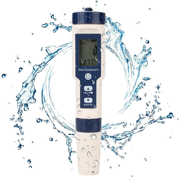 HLONK 5 In 1 Water Quality Tester Digital Meter Water Quality Analyzer Detector Ph/ / Ec/ Temperature/ Salinity Testing Ip67 Water Resistance Backlight Display