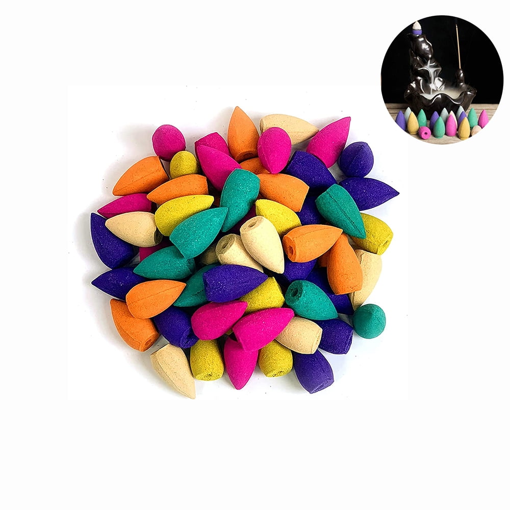 HLONK 50 Pieces Backflow Incense Cones Mixed Natural Scents Rose