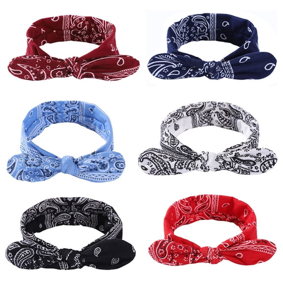 HLONK 6 Pcs Bow Headbands for Women Girls Bowknot Bandana Hairband Cute Floral Elastic Head Wrap Yoga Sport Shower Headbands Hair Accessories for Women Girls