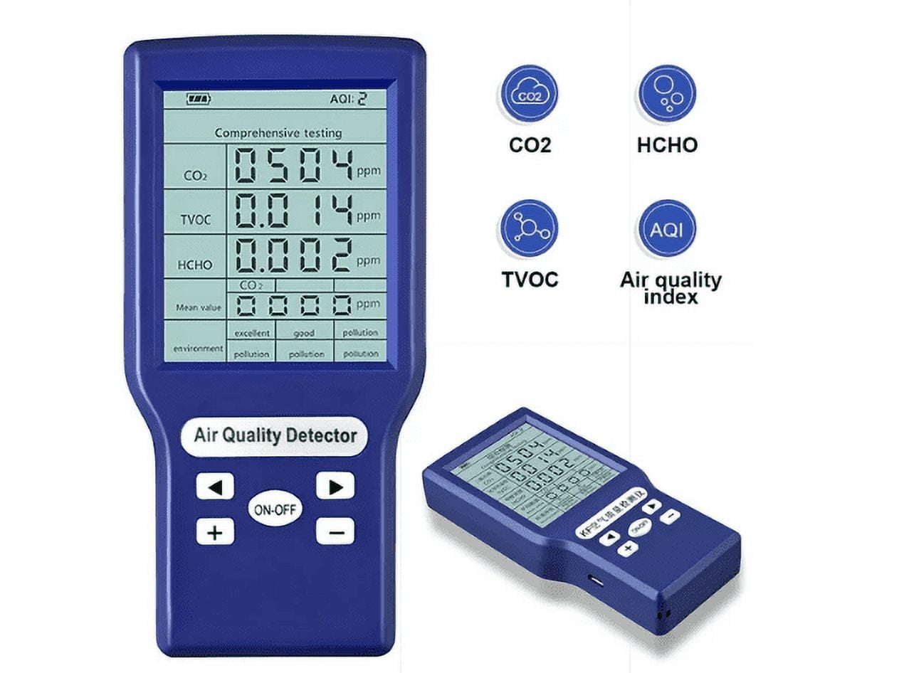 HLONK Air Quality Monitor Indoor Air Quality Tester Formaldehyde Detector Carbon Dioxide Sensor Real-Time Air Tracking for TVOC/C02, Air Quality Detector for Home/Office/Car