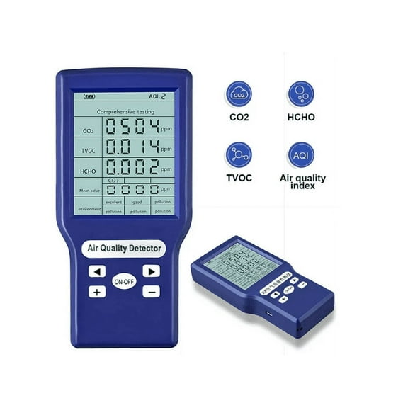 HLONK Air Quality Monitor Indoor Air Quality Tester Formaldehyde Detector Carbon Dioxide Sensor Real-Time Air Tracking for TVOC/C02, Air Quality Detector for Home/Office/Car