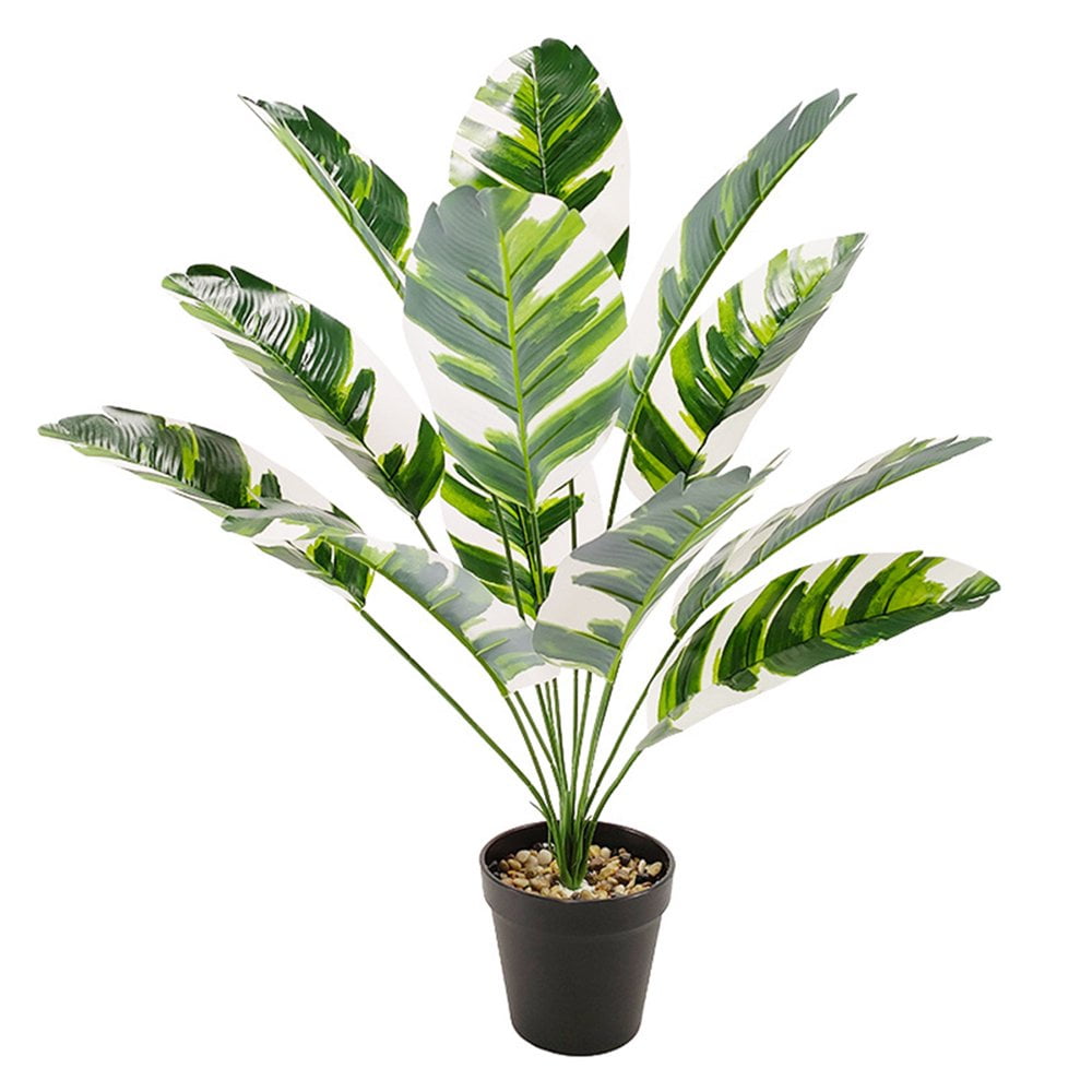 HLONK Artificial Tropical Plants 25” Fake Real Touch Plants For Home And Office Reusable Green