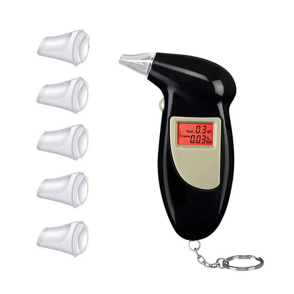 HLONK Breathalyzer Keychain Digital Alcohol Tester Detector Breath Analyzer Audible Alert Portable with LCD Display and Replacement Mouthpiece Personal Use,5 Mouthpieces