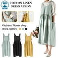 thumbnail image 1 of HLONK Cotton Linen Apron Cross Back Adjustable Apron for Women with Pockets Cute Pinafore Dress for Baking Chef Gardening Without Waist Ties Green, 1 of 7