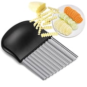 HLONK Crinkle Cut Knife set, French Fry Slicer Salad Chopping Knife and Fruit Vegetable Steel Blade Cutting Tool, Set of 1