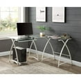 thumbnail image 1 of HLONK Dazenus Computer Desk in Clear Glass & White Finish, 1 of 4