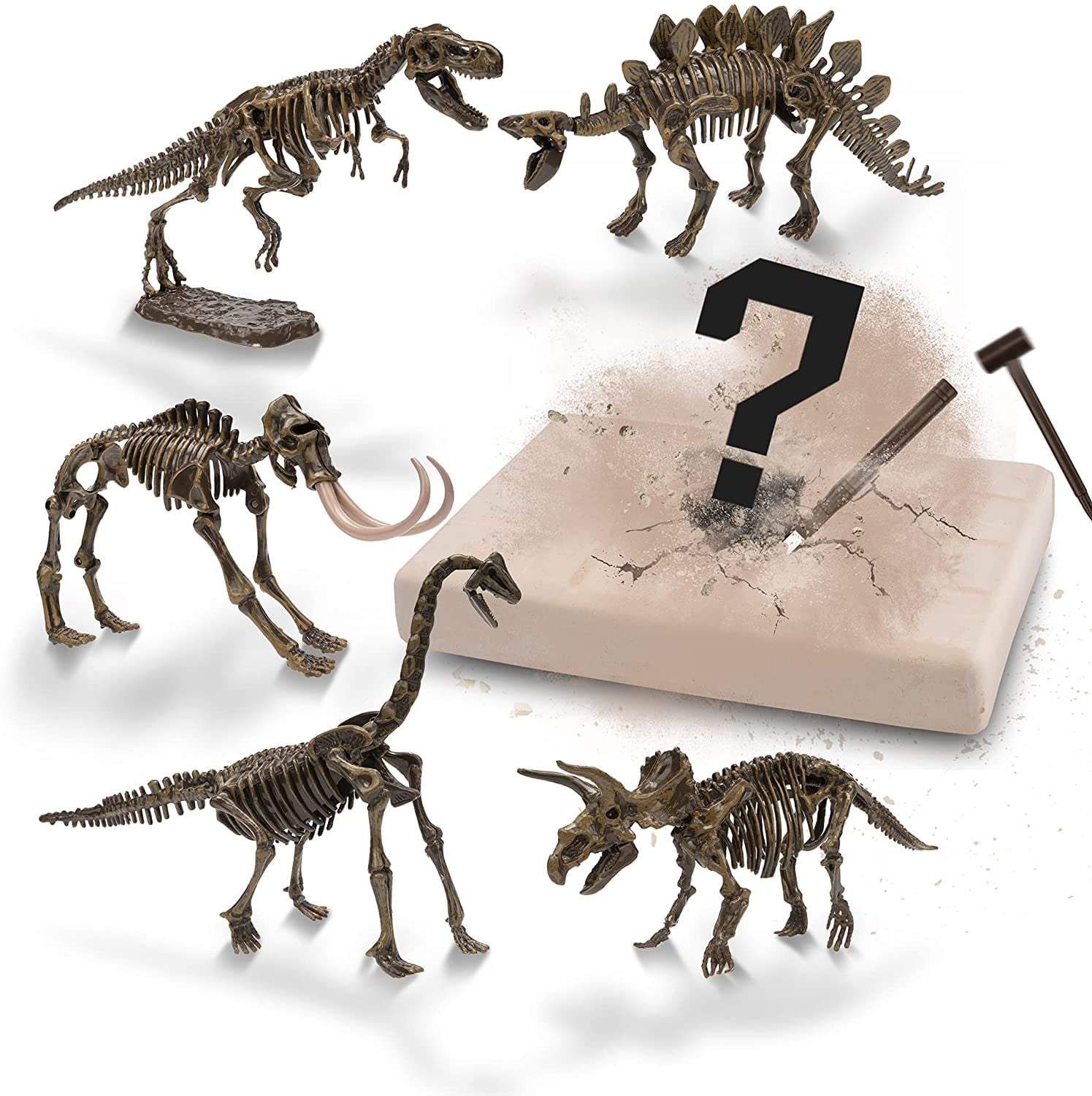 HLONK Dinosaur Toy Dig Kit Excavates Real Fossils of Five Different Dinosaurs Great STEM Science Gift for Dinosaur and Archaeology Enthusiasts of Any Age with Cool Toys for Kids Mammoths Walmart