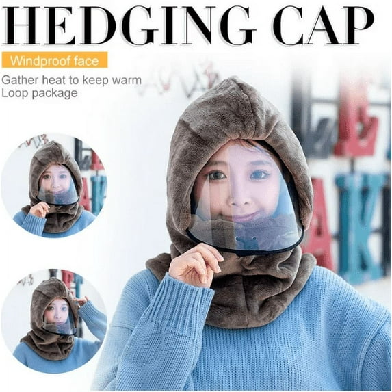 HLONK Full Face Mask Outdoor Sports Headwear Scarves Transparent Hooded Sdult Hat Winter Scarf Warm Full Face Scarf Cycling Scarves