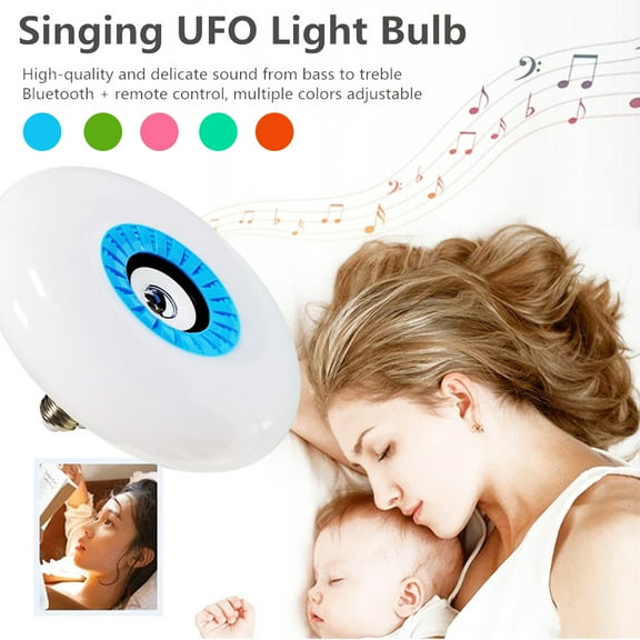 HLONK LED UFO Music Bulb, Bluetooth Link Smart Remote Control RGB Colorful Changing Ceiling Lamp 9Inch Upgraded Music Bluetooth Speaker Light Bulb for Bedroom