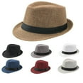 thumbnail image 1 of HLONK Men Women Straw Fedora Hat Trilby Cuban Sun Cap Panama Short Brim Floral Summer, 1 of 5