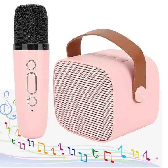 HLONK Mini Karaoke Machine for Kids, Portable Bluetooth Speaker with Wireless Microphone, Music Player Toys Gifts for Boys Girls 7, 8, 9, 10 +Year Old Birthday Christmas Party Home(Pink)