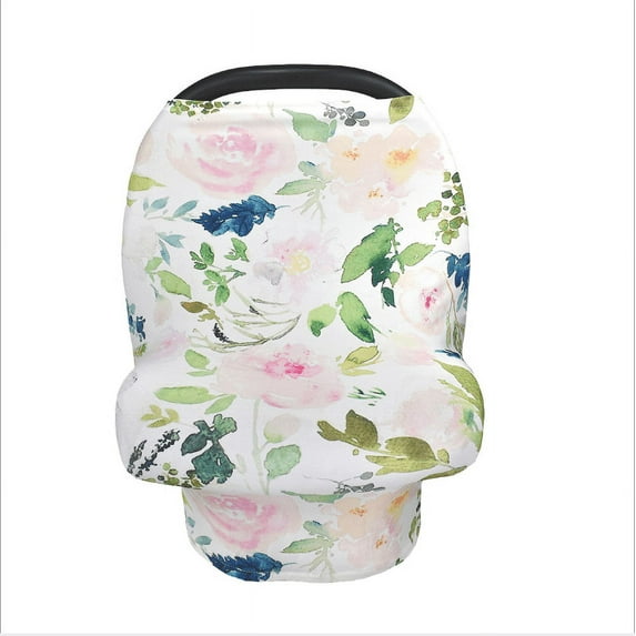 HLONK Nursing Cover, Car Seat Canopy, Shopping Cart, High Chair, Stroller and Carseat Covers for Boys or Girls- Best Stretchy Infinity Scarf and Shawl- Multi Use Breastfeeding Cover-Flower&Leaf