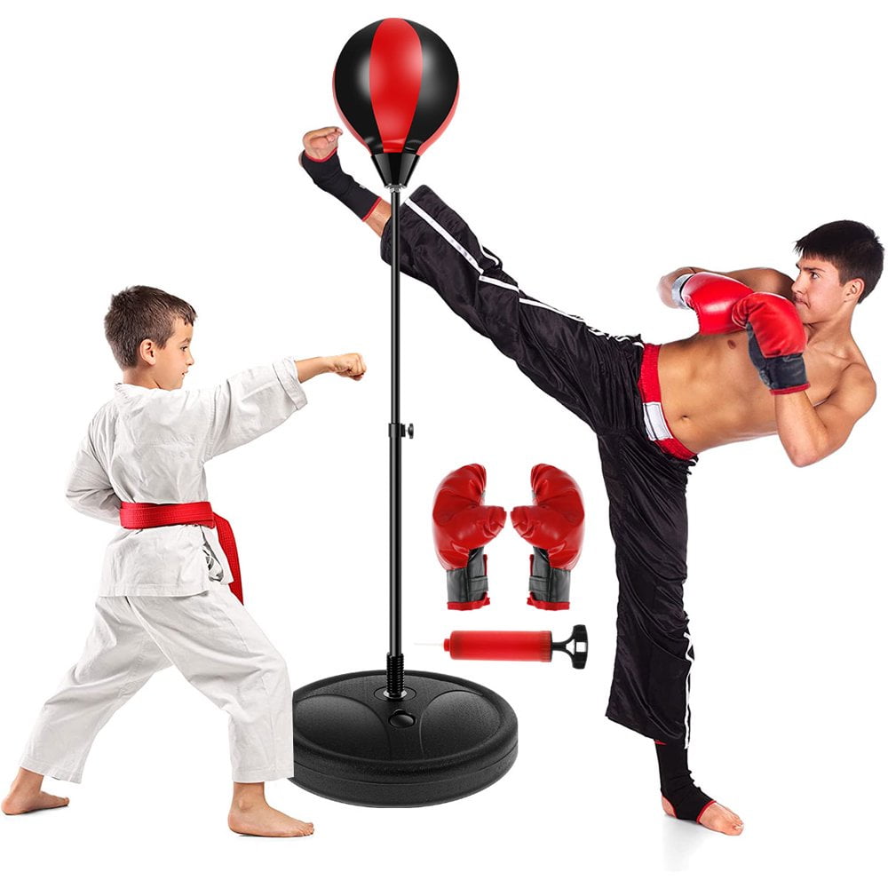 HLONK Punching Bag for Kids PU Leather Punching Bag with Stand and