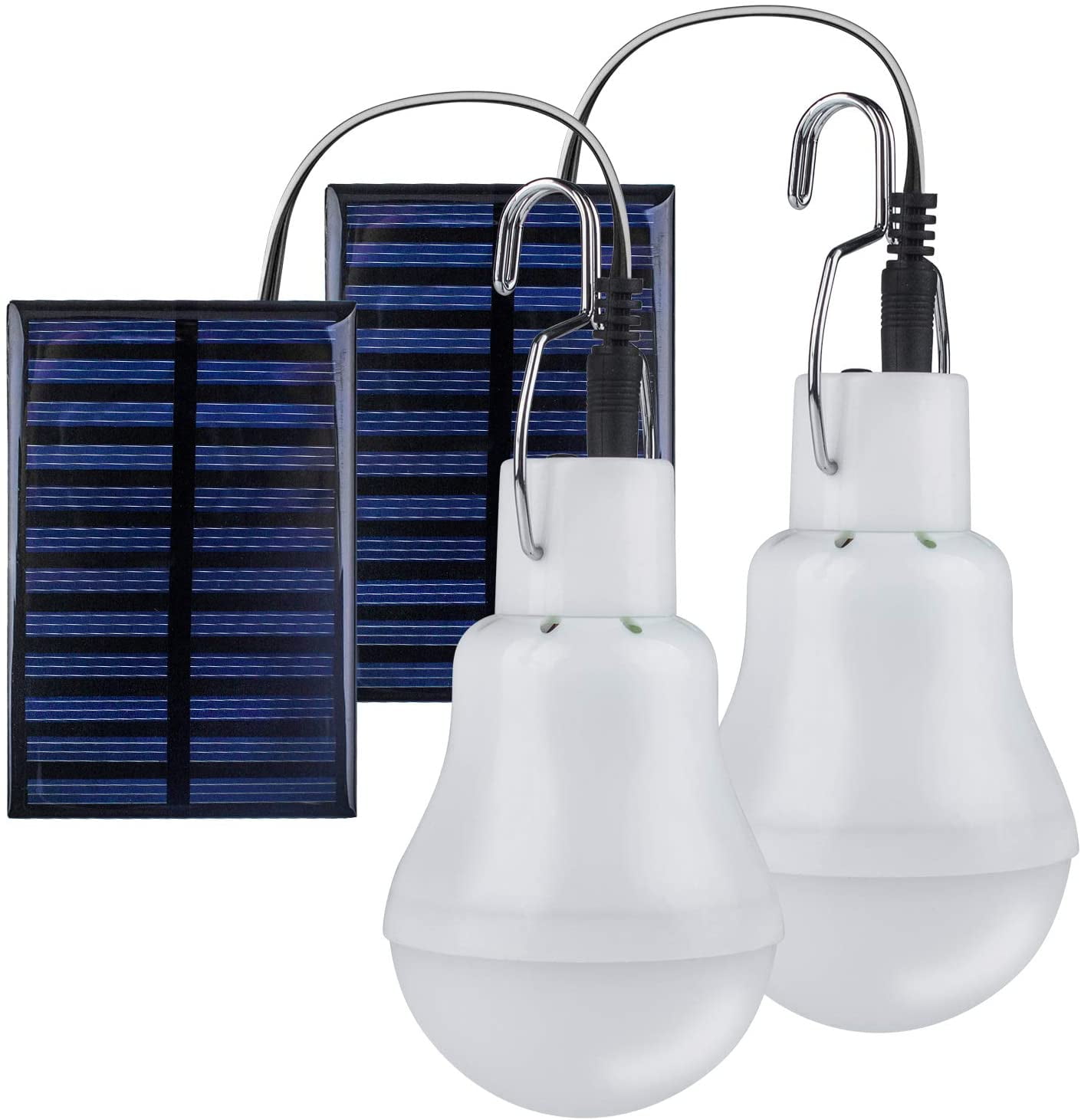 HLONK Solar Light Bulbs, Outdoor Indoor Home Chicken Coop Lights, Solar Powered LED Shed Lights, Camping Lamps for Tent (2 Packs)