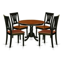 HLPL5-BCH-W East West Furniture Kitchen Table Set- a Round Dining Table with Pedestal and Dining Chairs, Black & Cherry(Pieces Options) HLPL5-BCH-W