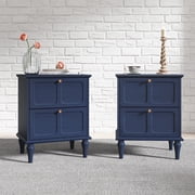 HLR 20" Mid Century Nightstands Set of 2 with Drawers, Wood Blue Bedside Table End Table for Bedroom
