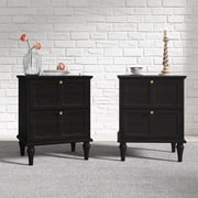 HLR 20 Mid Century Nightstands Set of 2 with Drawers, Wood Bedside Table End Table for Bedroom, Black