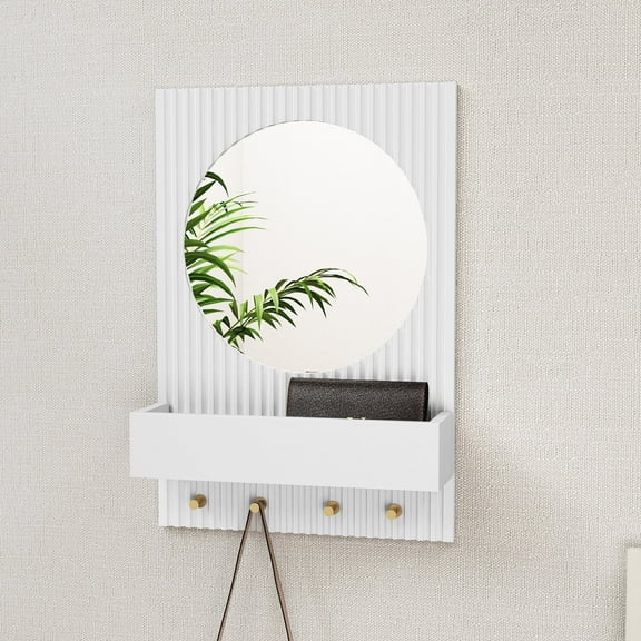 HLR Modern 16X24 Inch White Vanity Mirror with Hanging Decorative Metal Framed Bathroom Mirror for Wall Mirrors