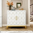 thumbnail image 1 of HLR 30.7" White Accent Cabinet with 2 Doors, Entryway Cabinet with Gold Trim, Modern Buffet Sideboards, 1 of 7