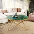 thumbnail image 1 of HLR 31.4" Round Coffee Table for Living Room, Wood Marble Green Side Table, Modern Center Table, 1 of 8