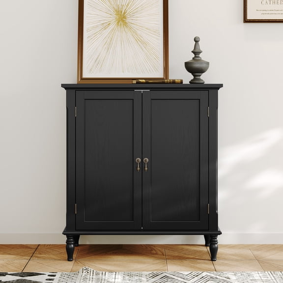 HLR 31.5'' Large Sideboard Buffet Cabinet with Storage, 2 Doors Modern Credenza Table for Living Room, Black