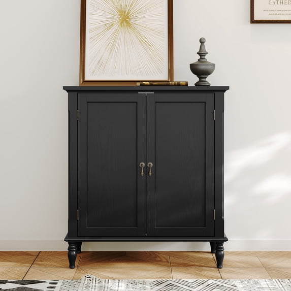 HLR 31.5'' Large Sideboard Buffet Cabinet with Storage, 2 Doors Modern Credenza Table for Living Room, Black
