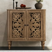 HLR 31.5"W Mid Century Accent Cabinets, Sideboards Buffets Cabinet with 2 Doors Storage for Dining Room, Brown