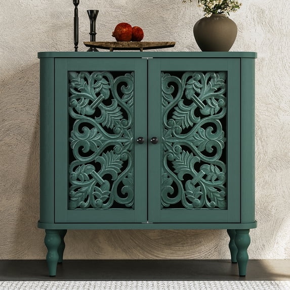 HLR 31.5"W Mid Century Accent Cabinets, Sideboards Buffets Cabinet with 2 Doors Storage for Dining Room, Green