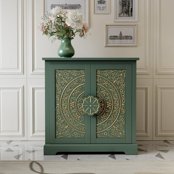 HLR 31.5" W Mid Century Modern Accent Cabinet with 2 Doors, Credenzas & Sideboard Buffet with Storage, Green