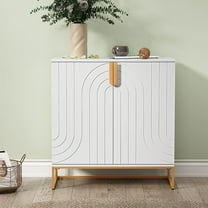 HLR 31.7" Kitchen Wood Accent Cabinet with 2 Doors, Sideboard with Storage for Dining Room, White