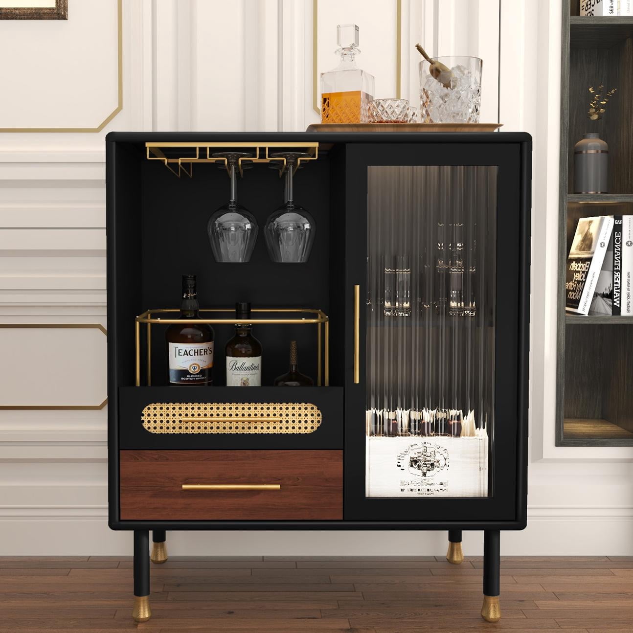 Wine Storage Cabinet In Kitchen With Glass Reference: Hlr 37 Modern Wine Storage Cabinet With Pull Out Rack