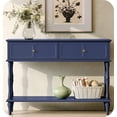 thumbnail image 1 of HLR 47" Mid Century Console Tables, Aged Finish Entryway Table with Storage Shelf for Hallway, Navy Blue, 1 of 9