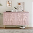 thumbnail image 1 of HLR 47.24"W Modern 4-Door Credenza with 3D Floral Doors & Shelves, Storage Sideboard for Dining Room, Kitchen Pink, 1 of 10