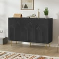 thumbnail image 1 of HLR 47" Modern Wood Accent Storage Cabinet with Relief Patterned 3 Doors Buffet Cabinet, Black, 1 of 10