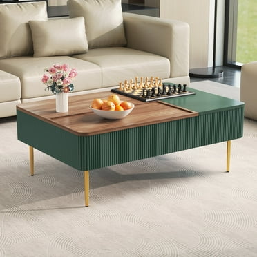 HLR 47"W Modern Lift Top Coffee Table with 3 Large Storage, Center Table for Living Room, Green
