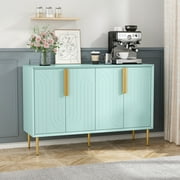 HLR 48" Accent Cabinet with 4 Doors & Gold Legs,Modern Sideboard Buffet Cabinet,Credenza Storage Cabinet for Kitchen, Dining Room, Hallway,Office,Mint Green