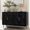 thumbnail image 1 of HLR 48" Accent Cabinet with 4 Doors, Vintage Hollow Carving Storage Credenza, Sideboards and Buffets Cabinet for Living Room, Kitchen, Dining Room, Entryway,Black, 1 of 7