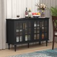 thumbnail image 1 of HLR 47.6" Modern Vintage Sideboards Buffet Cabinet with 4 Lattice Glass Door, Black, 1 of 7