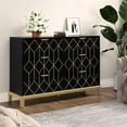 thumbnail image 1 of HLR 48" Modern Dresser for Bedroom, 6-Drawer Wide Chest of Drawers with Gold Lines Carved Design, Dresser TV Stand, Wood Dressers & Chest of Drawers for Bedroom, Living Room, Hallway (Black), 1 of 12