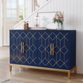 thumbnail image 1 of HLR 48" Modern Wood Credenzas & Sideboards with Gold Trim, Storage Cabinet with 4 Doors, Navy Blue, 1 of 7