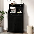 thumbnail image 1 of HLR 54" Kitchen Pantry Cabinet with Door & Shelves, Sideboard Buffet Cabinet with Microwave Stand for Dining Room, Black, 1 of 9